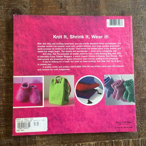 Knit One, Felt Too 25 Knitted Felted Patterns Bag Hat Slippers Pillow Socks Yarn - Picture 2 of 10